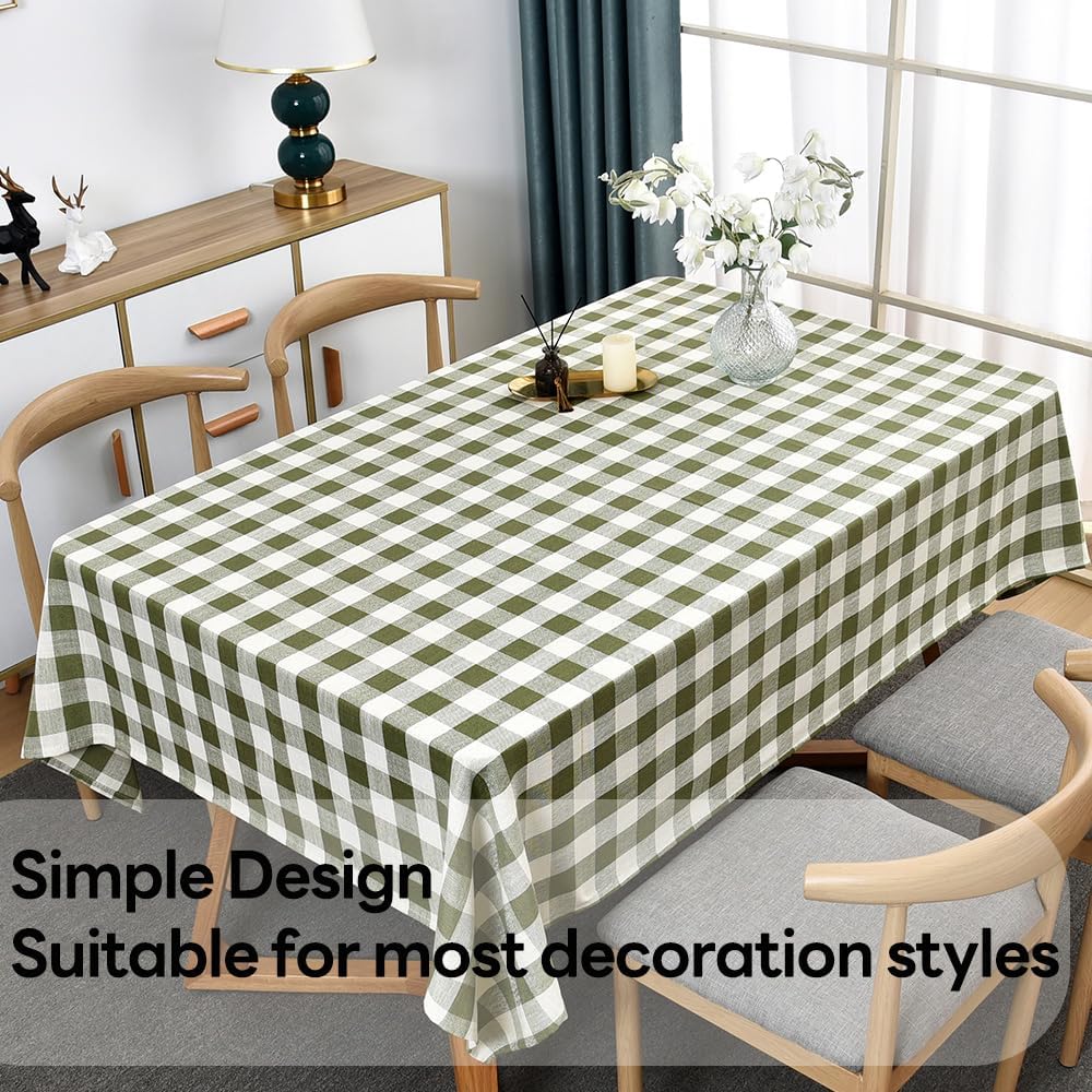 Gingham Tablecloth Rectangle Table Cloth Heavy Duty Cotton Checkered Table Cover for Spring Picnic Kitchen Dining(C-Sage Green, 52x52 inch)