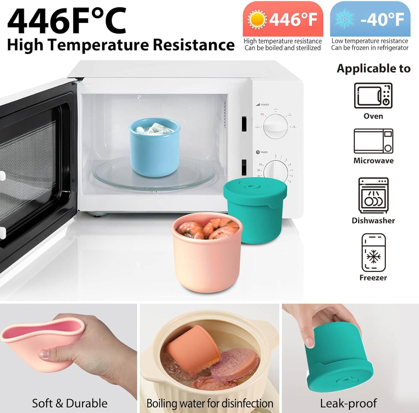 4 Pack 8.5 oz Silicone Food Storage Containers with Lids, 1-Cup Reusable Snack Fruits Containers Cups, Leak Proof Soup Freezer Molds Small Lunch Box BPA Free for Kids Baby Daycare School Travel