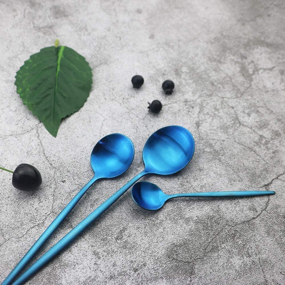 JASHII Silverware Set, 36 Piece Food Grade Stainless Steel Flatware Set Fork Spoon Knife Utensils for Daily Use and Party, Service for 6 Anti Rust, Safe in Dishwasher (Matte Blue)