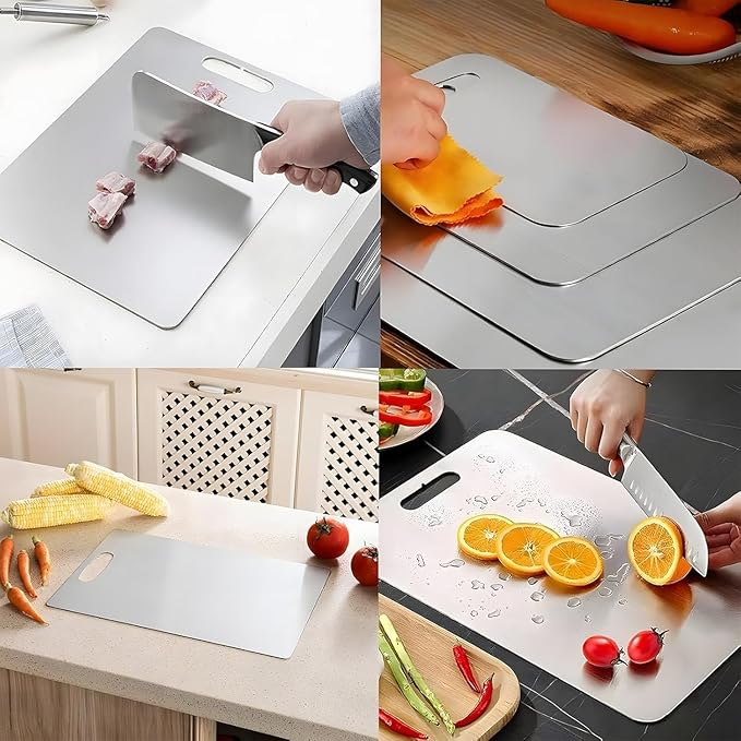 Premium Pure Titanium Cutting Board for Kitchen New Upgrade Double Sided Dust-free Cutting Board,Hygiene Durable Dishwasher Chopping Board for Meat, Vegetables & Fruits (S - 1Pack)
