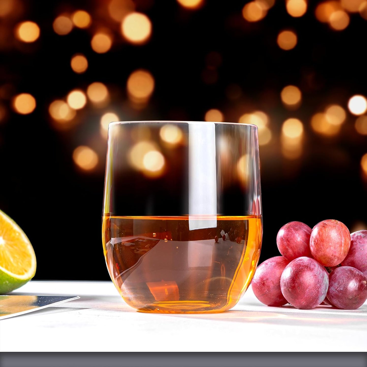 14-ounce Plastic Stemless Wine Glasses, All Purpose Arcylic Glasses, set of 6 Clear Reusable Shatter-resistant Dishwasher Safe