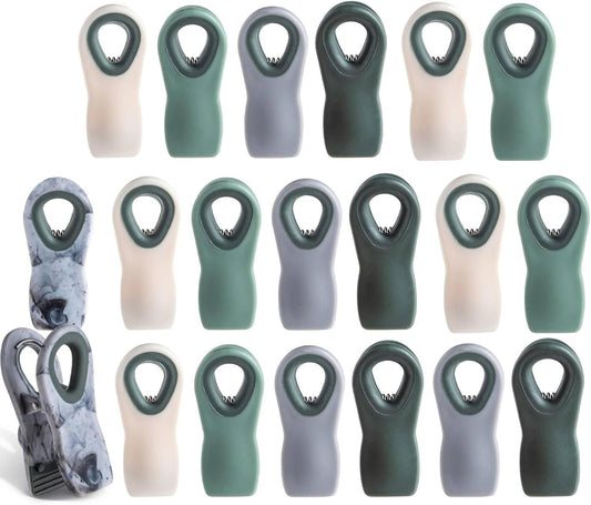 COOK WITH COLOR Bag Clips with Magnet- Food Clips, Chip Clips, Bag Clips for Food Storage with Airtight Seal Grip for Bread Bags, Snack Bags and Food Bags (Green Ombre, Pack of 20)