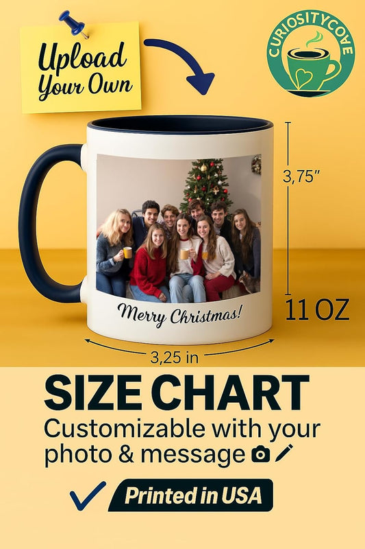 Personalized Coffee Mug | Custom Photo, Text, or Logo Cup (11oz, Navy Blue Rim, Inner, and Handle) |Dishwasher & Microwave Safe |Unique Gift for Men & Women –Taza Personalizada