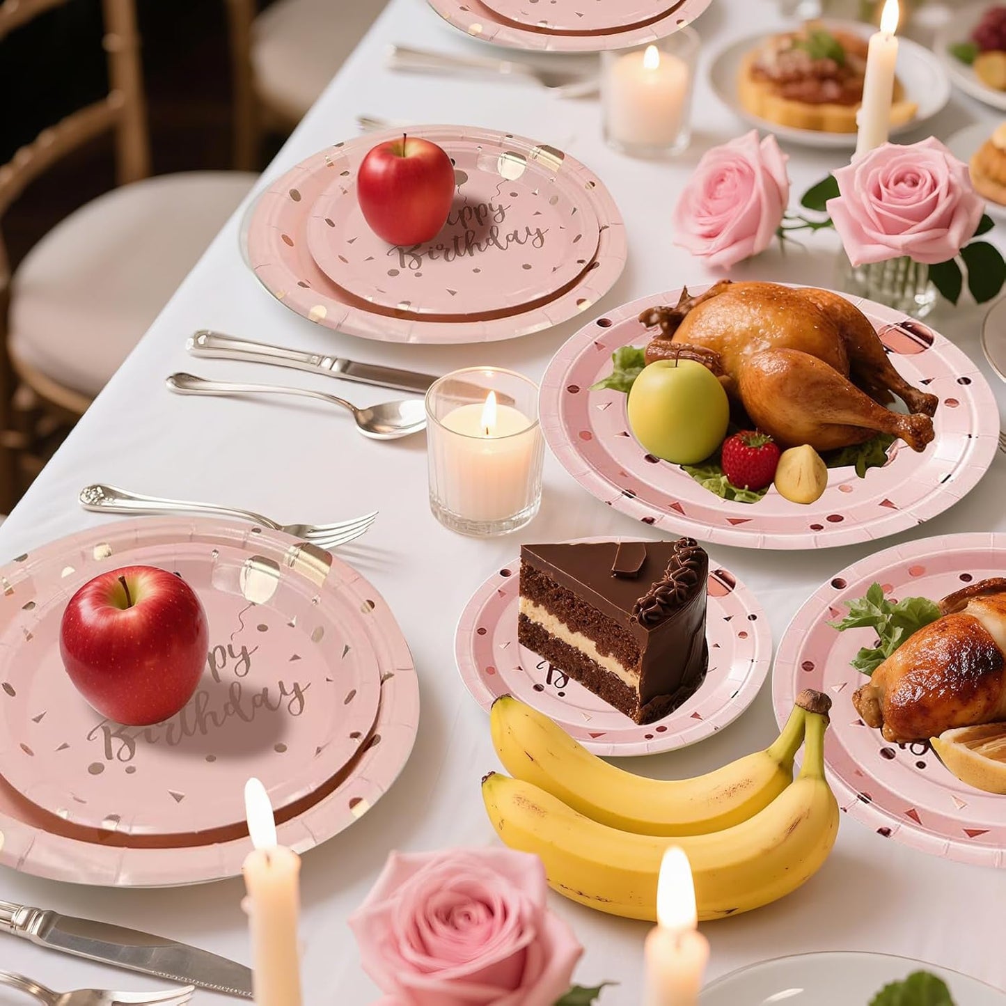 Birthday Party Tableware, Pink Supplies, Party Dinnerware Sets