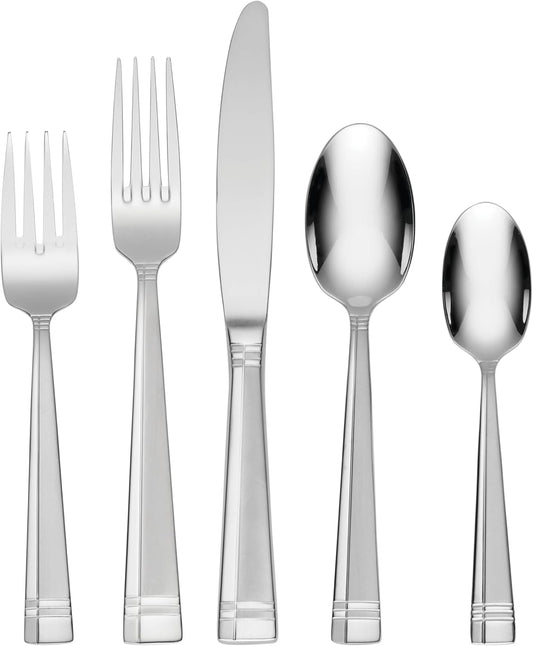 Oneida T078045AL20 Amsterdam 45 Piece Everyday Flatware Set, Service For 8