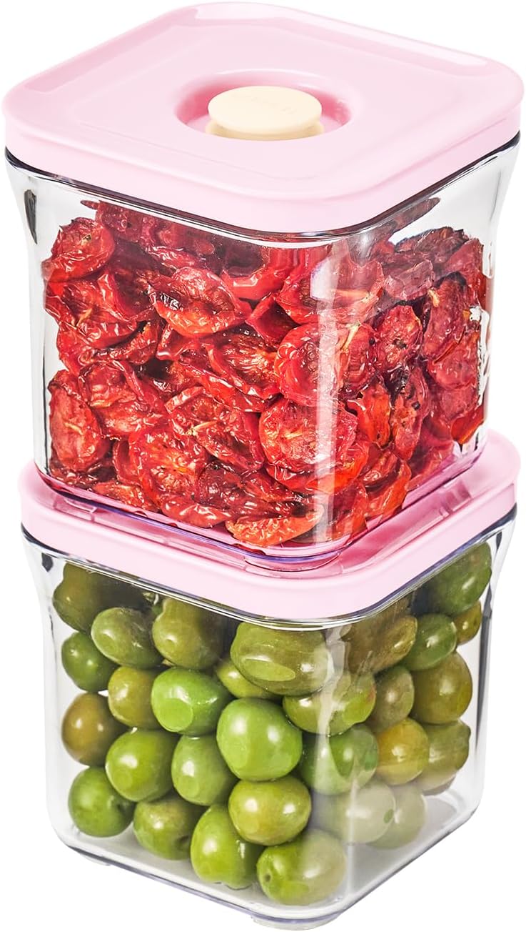 VAKUEN Premium Airtight Food Storage Containers ROSE 0.53qt(0.5L) x2pcs, Patented Double Silicone Lining, 100% Leak Proof, BPA-FREE