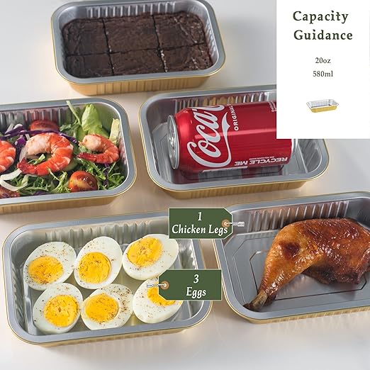 7"x5" Sturdy Foil Pans + Snap-On Lids (5 Pack) | 2X Thicker Heavy Duty Reusable 20oz | Grill Oven Microwavable Multi-Use Pot| Disposable Aluminum Tin for Baking Cooking