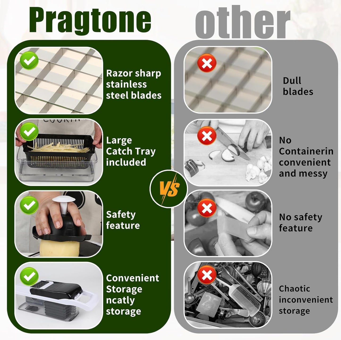 Multifunctional vegetable cutter 26 in 1 vegetable slicer, cucumber slicer, potatoes, tomatoes, zucchini, garlic, eggs, vegetable cutter with container and lid, salad cutter, dicing machine, shredder