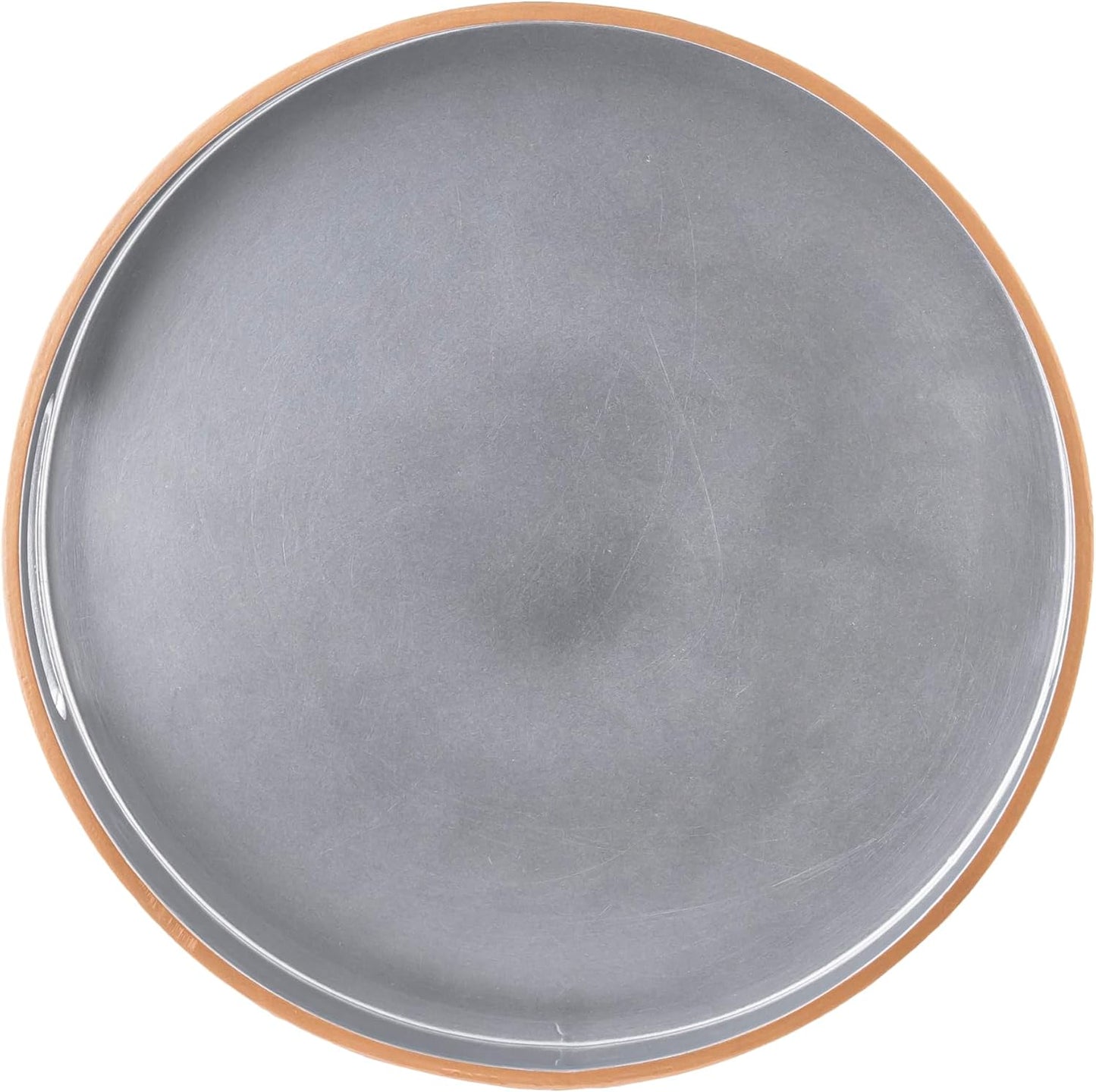 PEMAR 12.6" Round Lacquer Serving Tray with Insert Handle Decorative Basket Tray for Breakfast, Dinner, Coffee Table Decor (Silver)