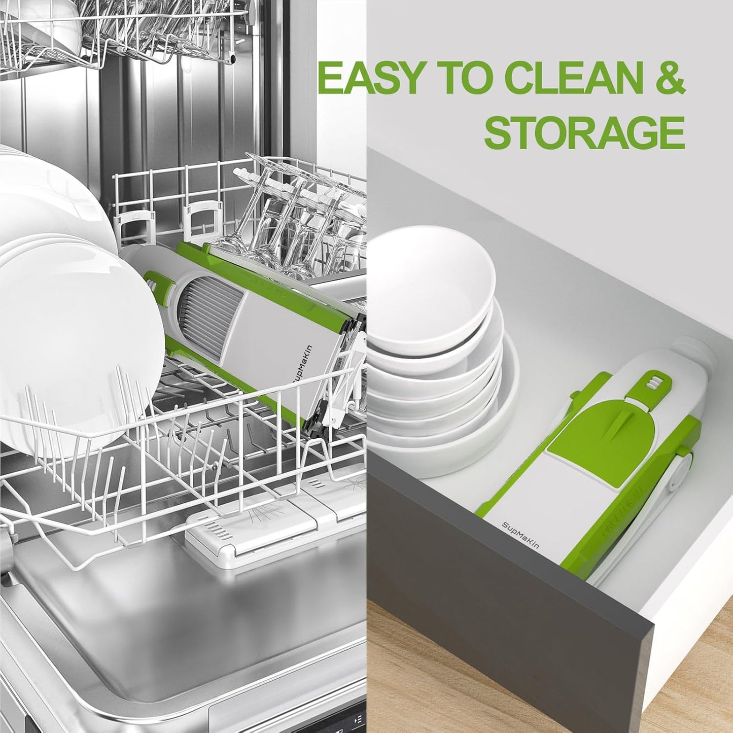 SupMaKin Safe Mandoline Slicer for Kitchen, Potato Slicer for Chips, Vegetable & Food Cutter,Thickness Adjustable 0.1-8 mm, Kitchen Faster Slice Artifact (Only Slicer)