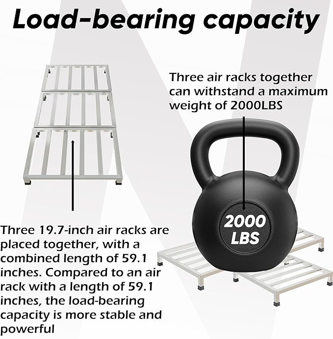 3 Packs Dunnage Rack 19.7x19.7x4 inch Stainless Steel Dunnage Racks Commercial Food Service Storage Rack for Restaurants Kitchen Warehouse Supermarket