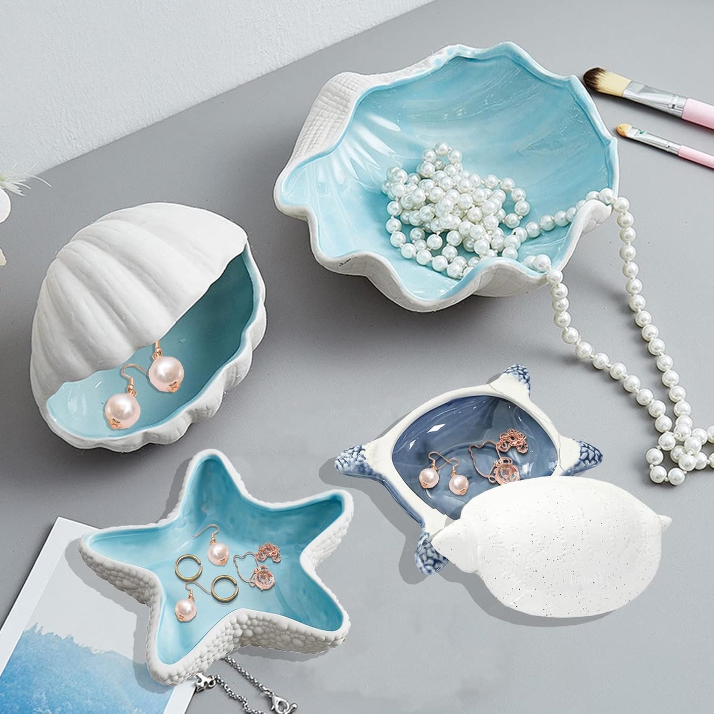 Turtle Jewelry Tray, Ceramic Ring Holder for Jewelry, Candy Dishes Trinket Tray, Jewelry Tray Jewelry Plate Small Key Bowl for Entryway Table Birthday Home Party Decor (L STYLE)