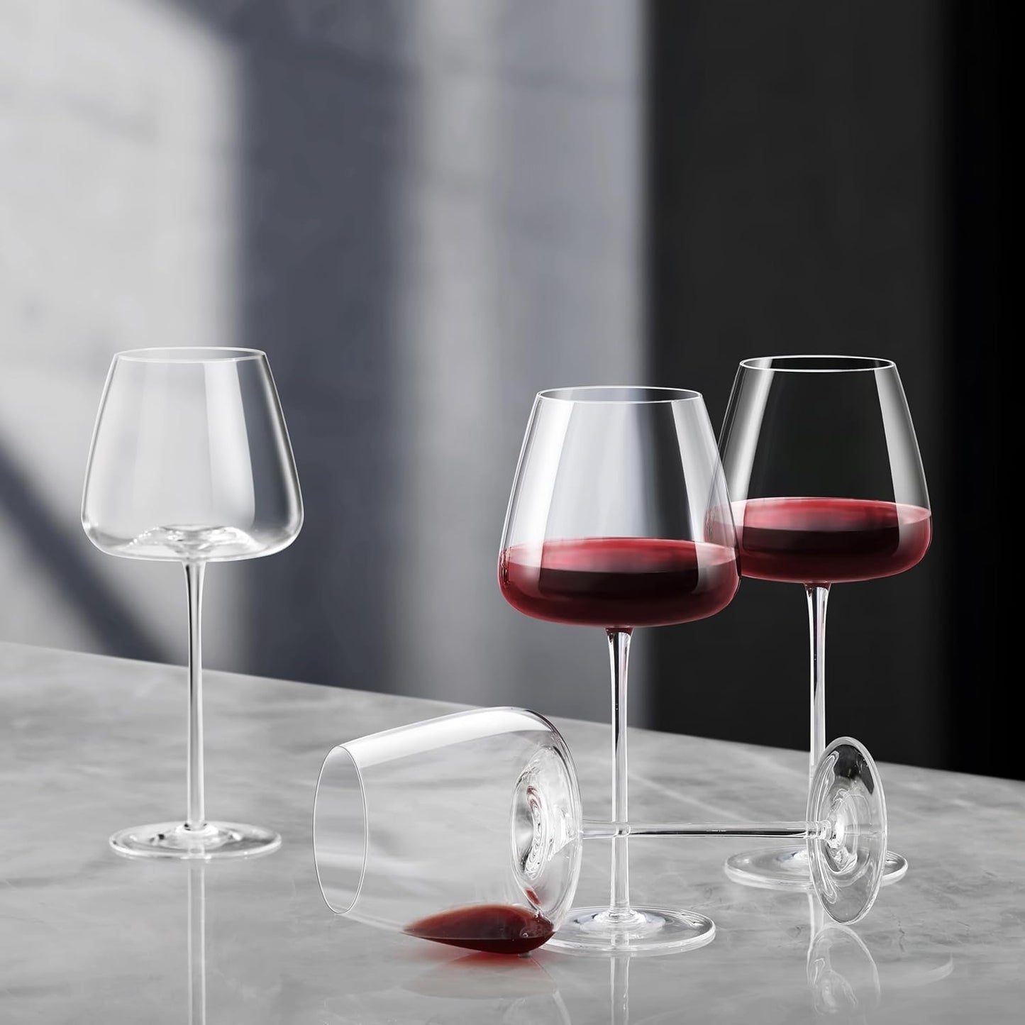 Red Wine Glasses Set of 4, Hand Blown Premium Crystal Wine Glass 18oz, Thin Rim, Long Stem White Wine Glasses for Wedding, Christmas, Birthday Gift