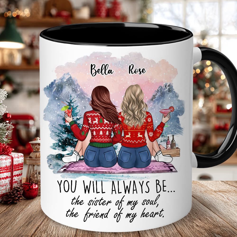 Personalized Best Friend Coffee Mug - Christmas Birthday Gifts For BFF, Her - You Always Be Sister Of My Soul Friend Of My Heart - Friendship Birthday Gifts Coffee Mug For Bestie, Bff