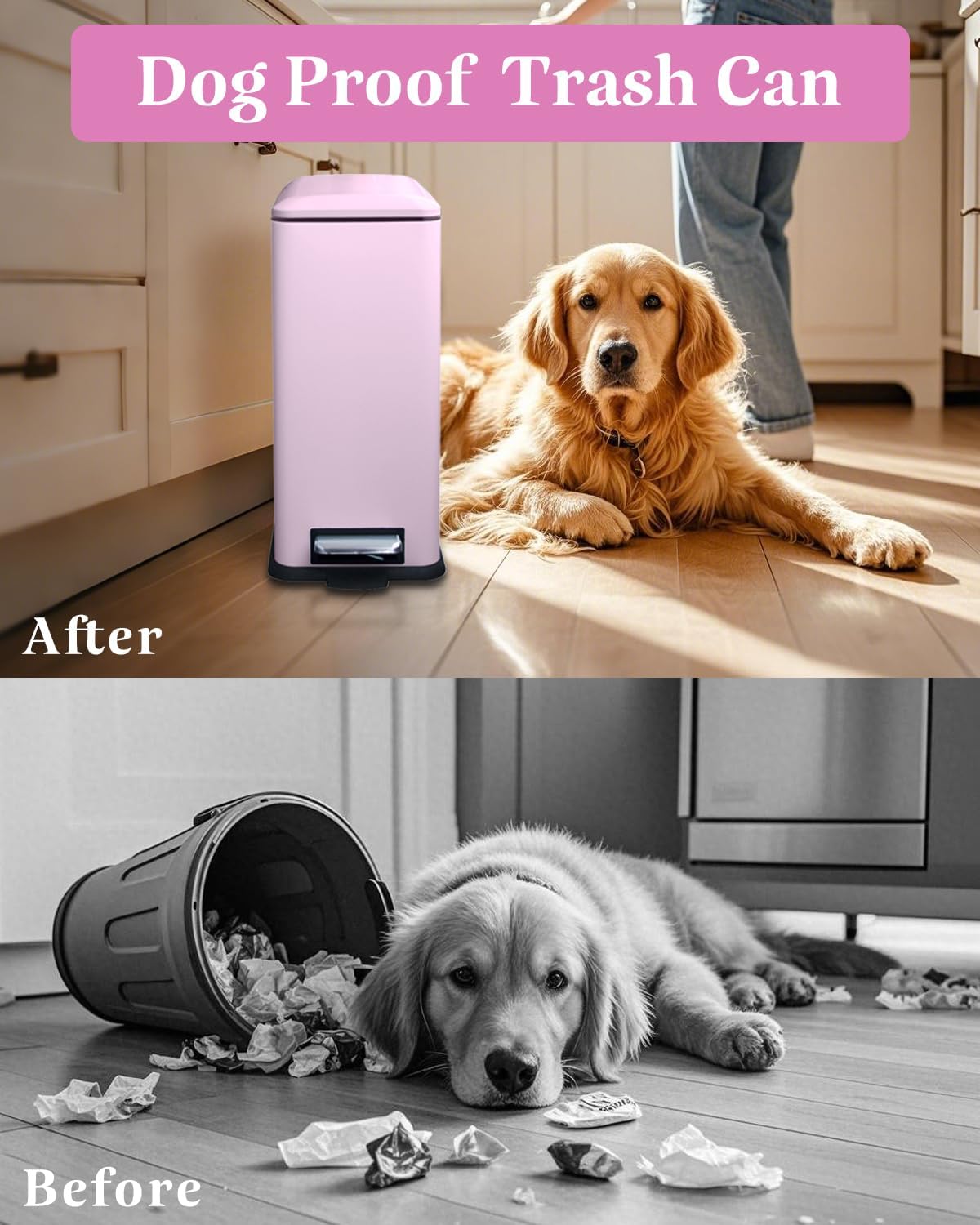 JM.YIPENG 1.3 Gallon Trash Can with Removable Inner Bucket, Pink Trash Can with Soft Close lid, Stainless Steel Step Pedal Garbage Can for Bathroom, Living Room