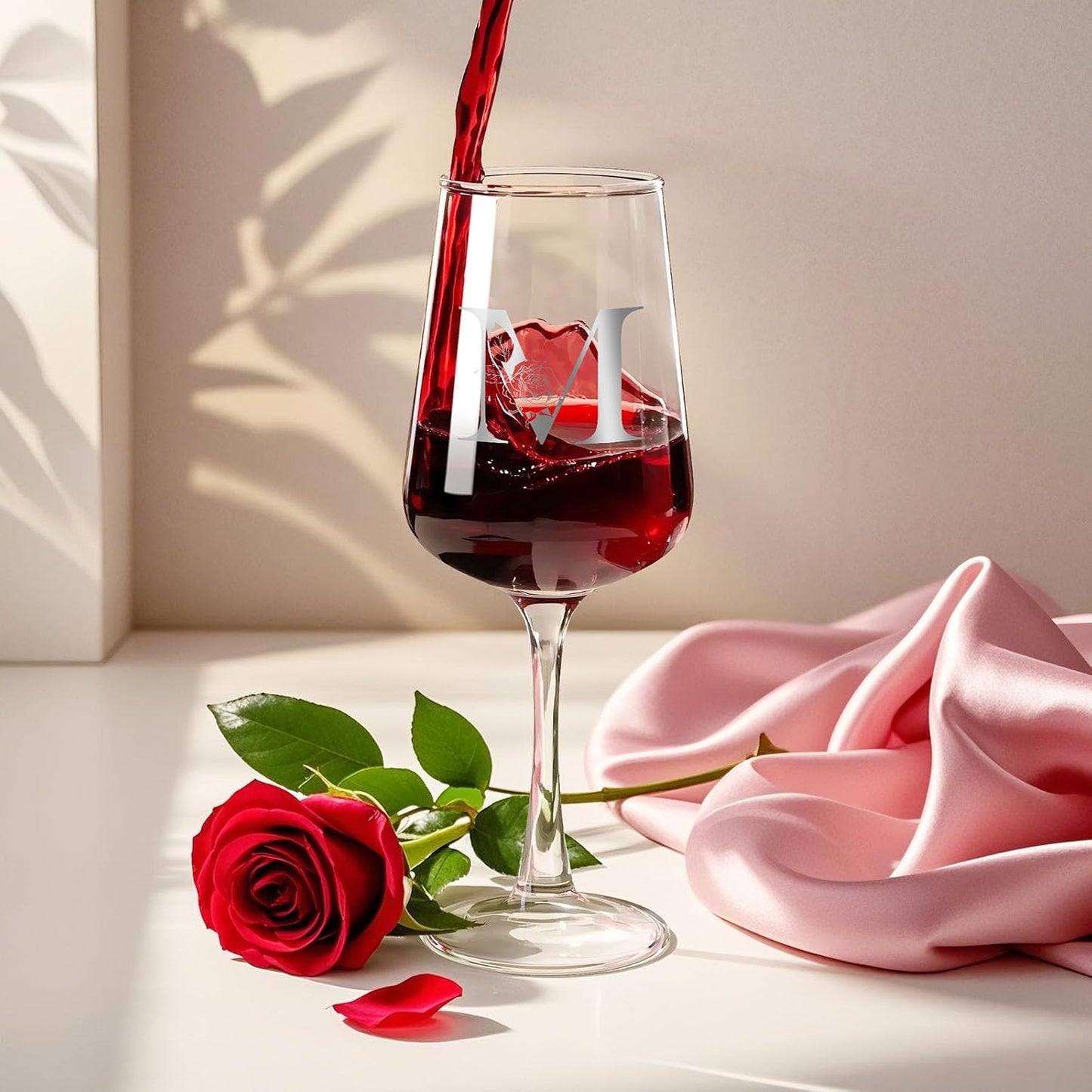 Personalized Wine Glass Gifts for Women - Monogrammed A-Z Wine Glasses Gift | Custom Christmas Gift, Valentines Day, Birthday Gifts for Women Her Mom Wife Best Friend Sister (M)