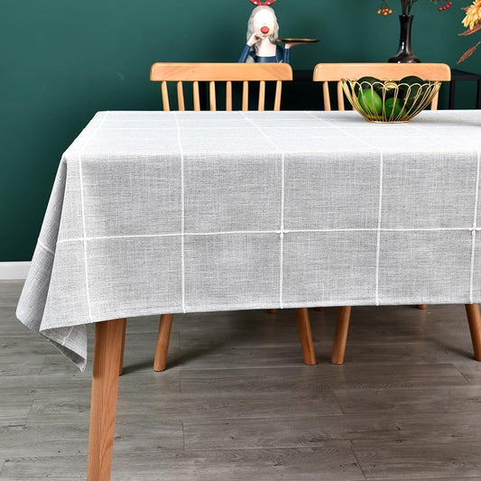 Heavy Duty Cotton Table Cloth for Square Table Farmhouse Vintage Tablecloth Washable Rustic Table Cover (Gray, 52''x52'')