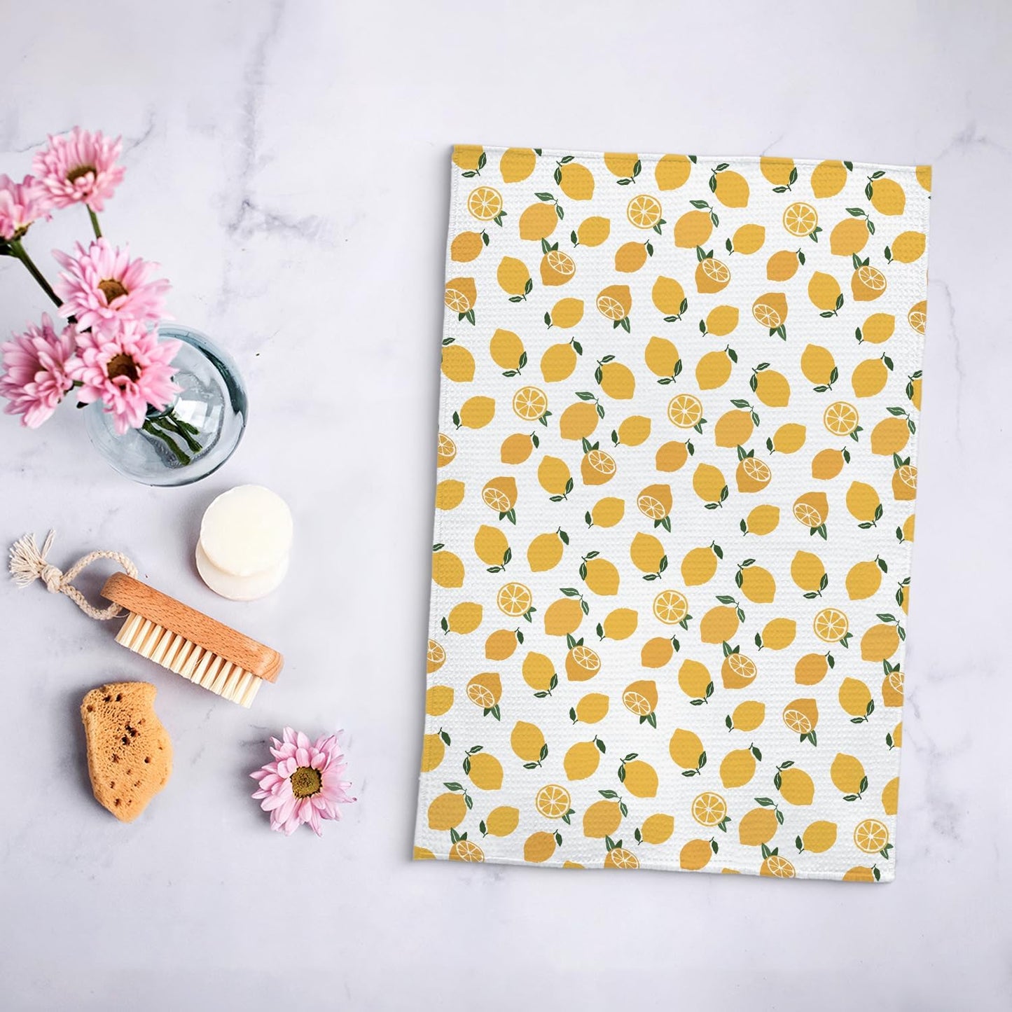 Lemon Decor Kitchen Towel, Lemon Hand Towel Dish Towel for Kitchen Bathroom Decor, Fruit Lover Gifts, 16x24 Inches