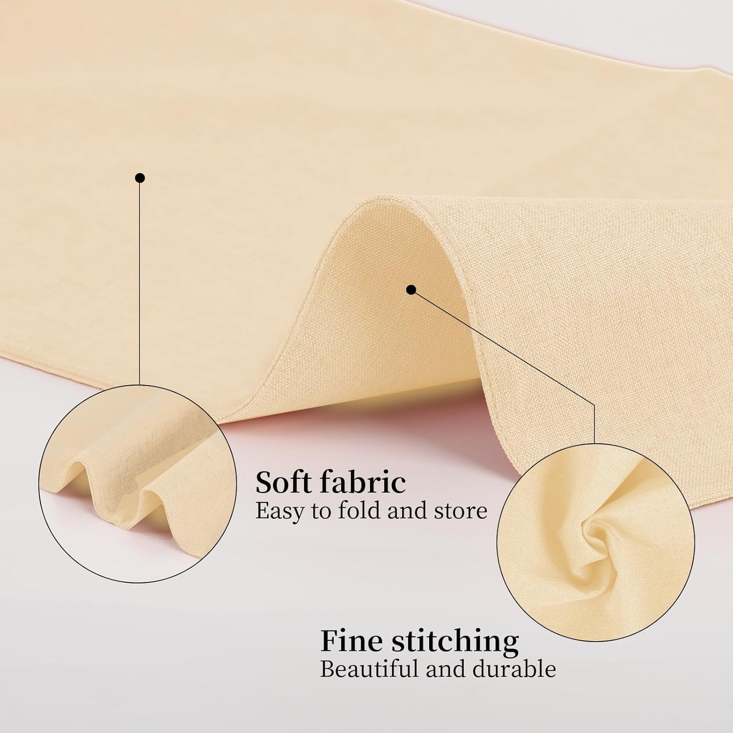 Placemats Set of 6 Linen Type Fabric Cloth Placemats, 19 x 13 Inch Double Layered Thick Wrinkle Free Heat Resistant Table Place, for Dining, Kitchen, Party (Beige, 48 * 33cm)