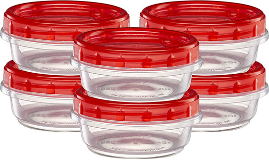 (8 Ounce 20 Pack) Twist cap Containers Clear Bottom With Red Top Screw on Lids Twist Top Food Storage Freezer Containers