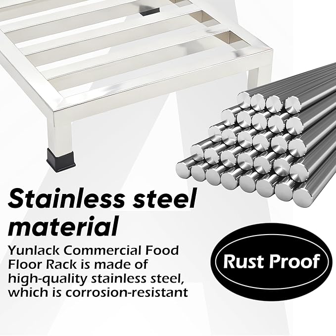 3 Packs Dunnage Rack 13.8x13.8x4inch Stainless Steel Dunnage Racks Commercial Food Service Storage Rack for Restaurants Kitchen Warehouse Supermarket