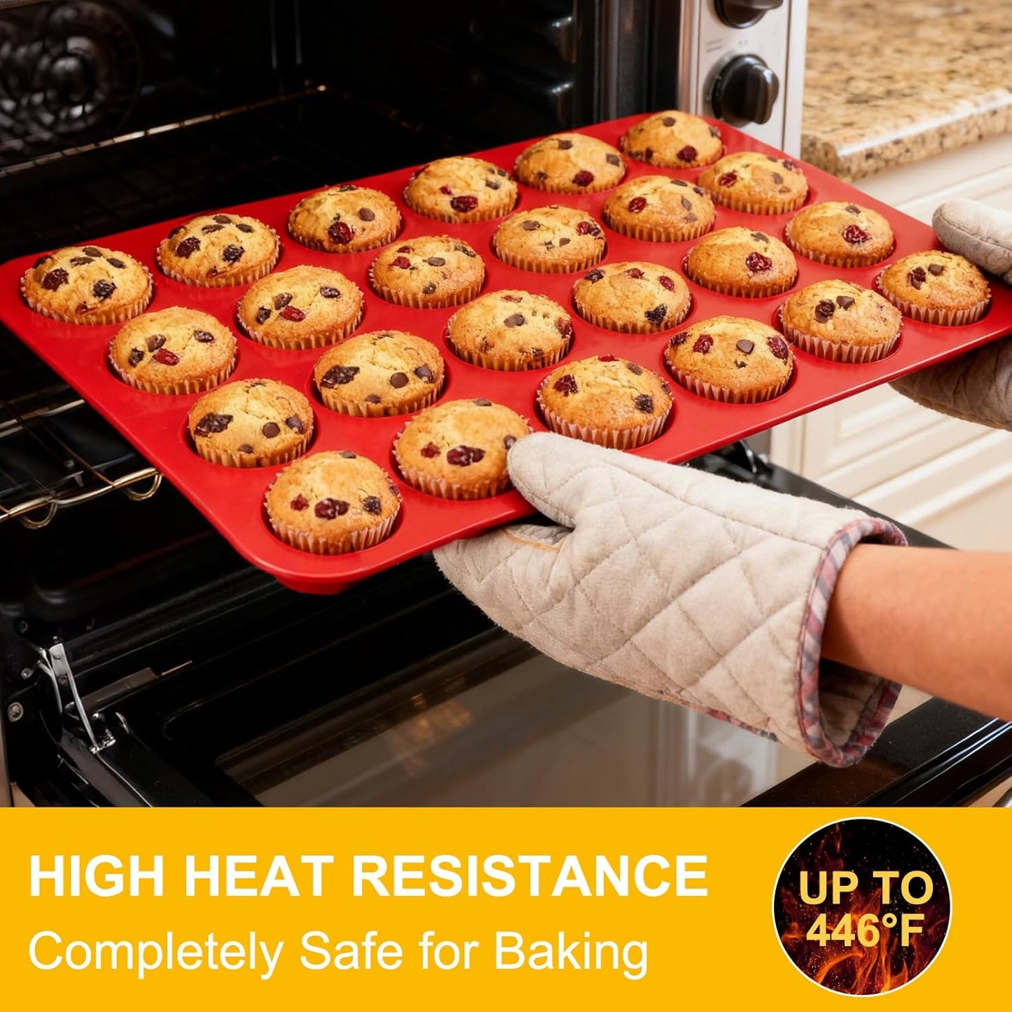 24 Cups Silicone Muffin Pan Mini Cupcake Pan Nonstick Silicone Molds Great for Making Muffin Cakes, Bread, Cookie, Tart - BPA Free Muffin Liners Baking Accessory