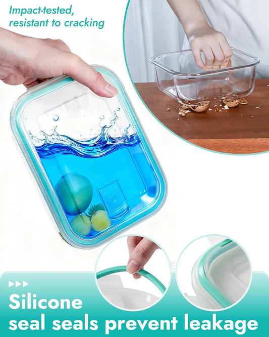 10-Piece Borosilicate Glass Food Storage Containers with Airtight Lids – Microwave, Oven, Freezer Safe, Leak-Proof, BPA-Free – Meal Prep, Baking & Gift Set