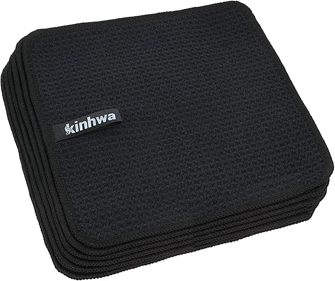 KinHwa Waffle Kitchen Towels for Washing Dishes Microfiber Dish Towels for Kitchen Ultra Soft Absorbent Quick Drying 8inch x 8inch 6 Pack