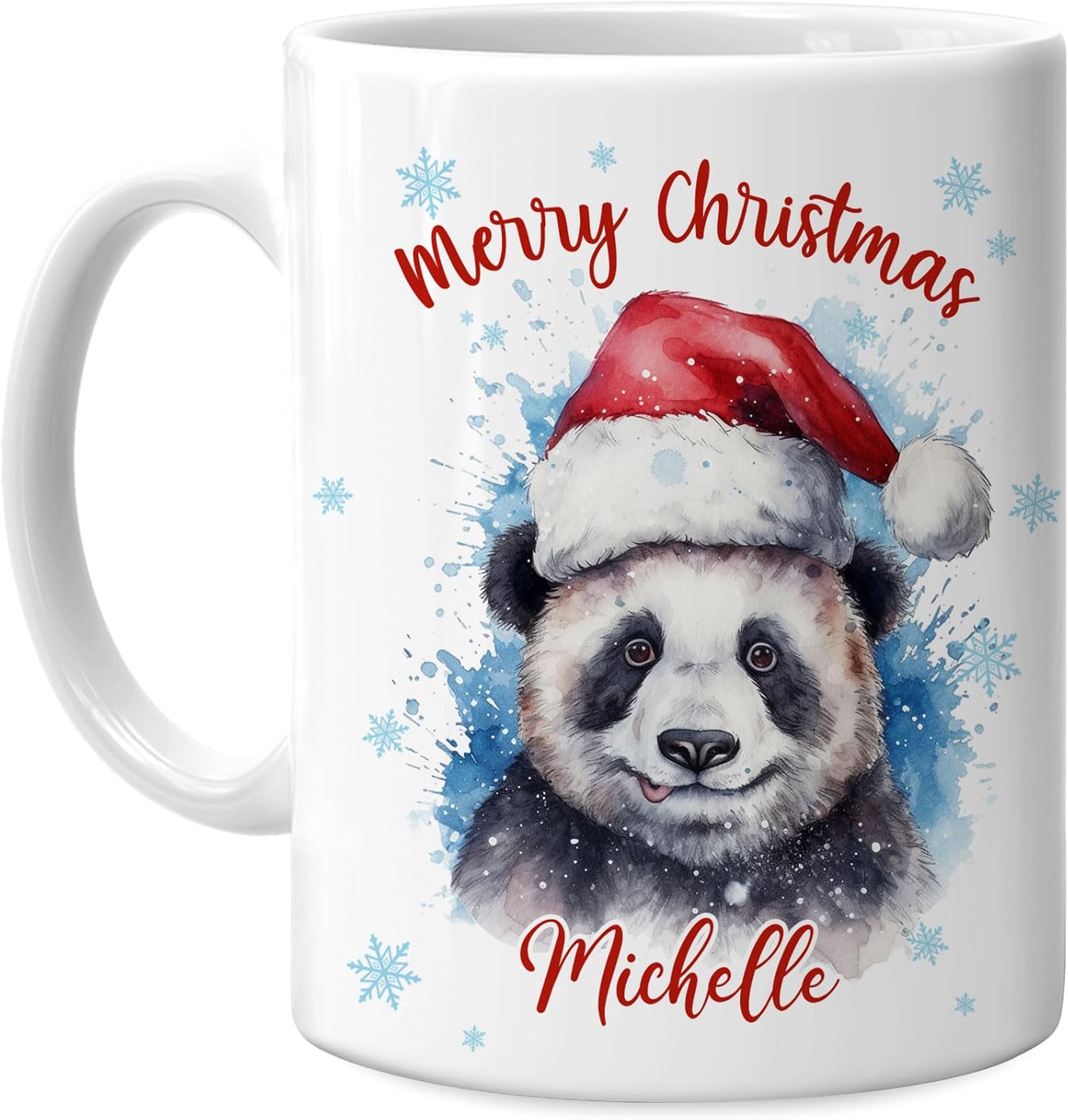 Hyturtle Personalized Gifts Panda Lover - Panda Wearing Santa Hat Custom Name Ceramic Coffee Mug Cup 11oz - Cute Animal Lovers Gifts For Women, Girl kids Family On Birthday, Christmas
