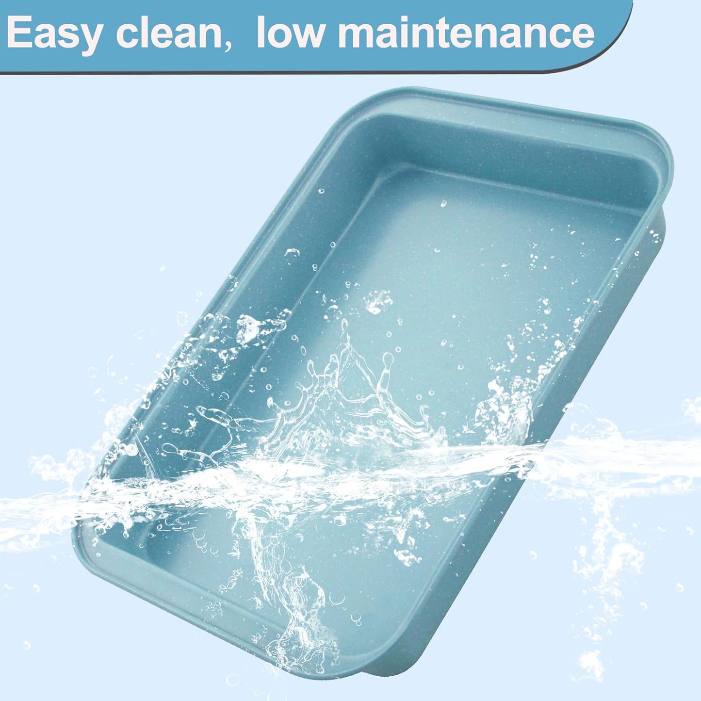 9x13 Baking Pan Set of 2, Nonstick 13 x 9 Cake Pan for Oven, Deep Rectangle Pan for Brownies, Lasagna, Roasting, Blue Carbon Steel Bakeware Gift