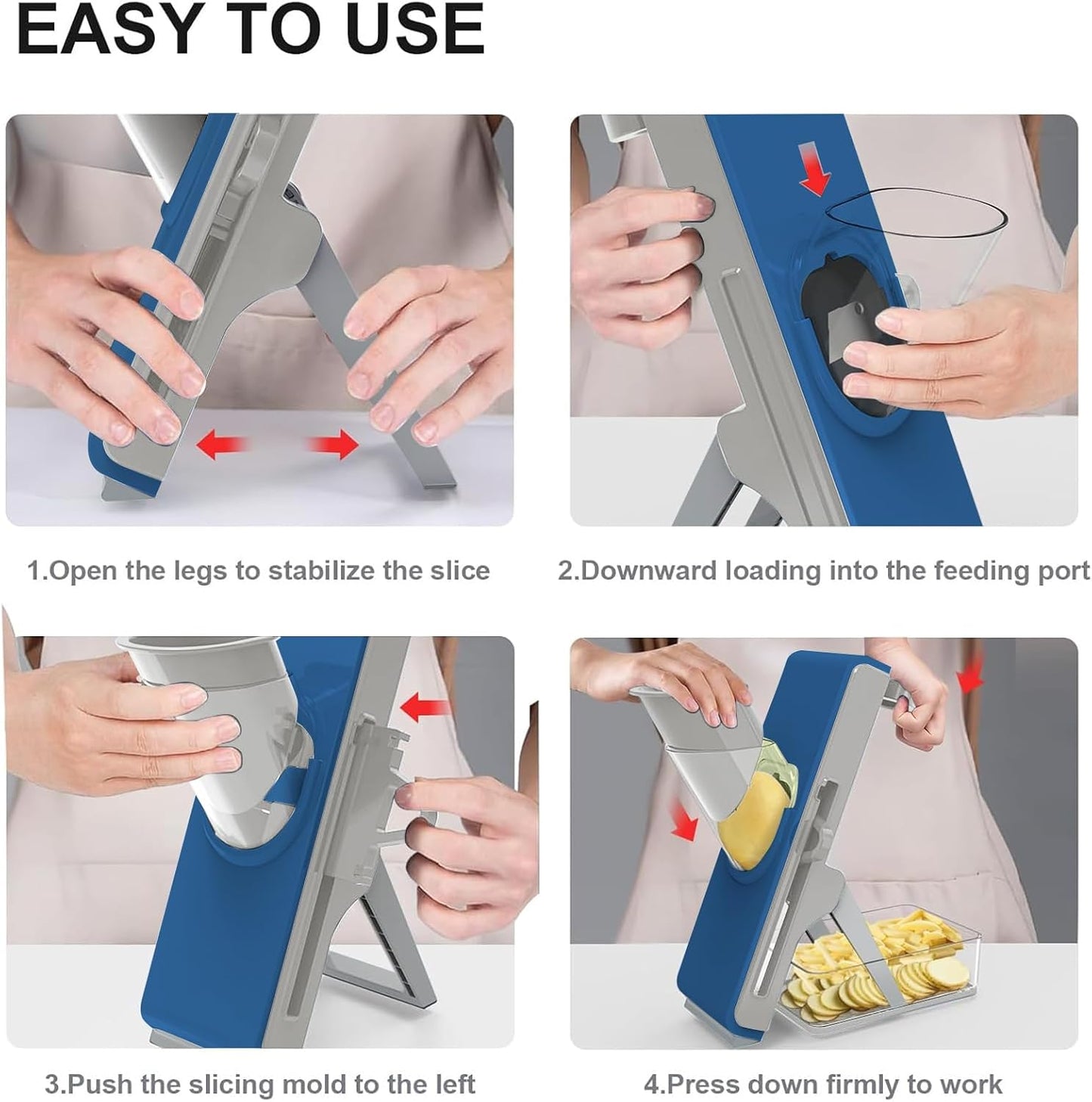 Mandoline Slicer for Kitchen, Mandoline Slicer Safe Multifunctional Dicer Adjustable Commercial Slicer Machine Stainless Steel Chopper