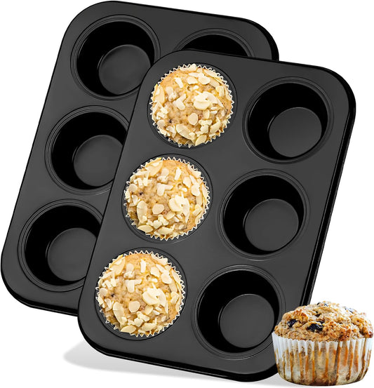 Muffin Baking Pan 2-Pack, Nonstick Premium Carbon Steel Muffin Pan for Baking, Cupcake Tin Cheesecake Pans