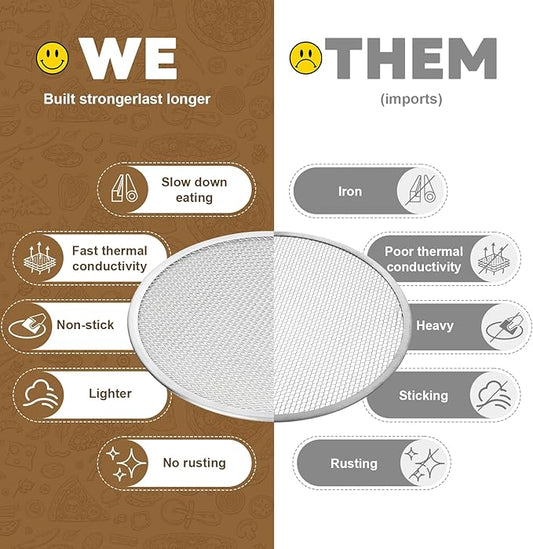 Pizza Pan Set of 3pcs, Aluminum Pizza Screen, Metal Pizza Tray for Oven Kitchen Baking Home Restaurant, Dishwasher Safe (12inch-6pcs)