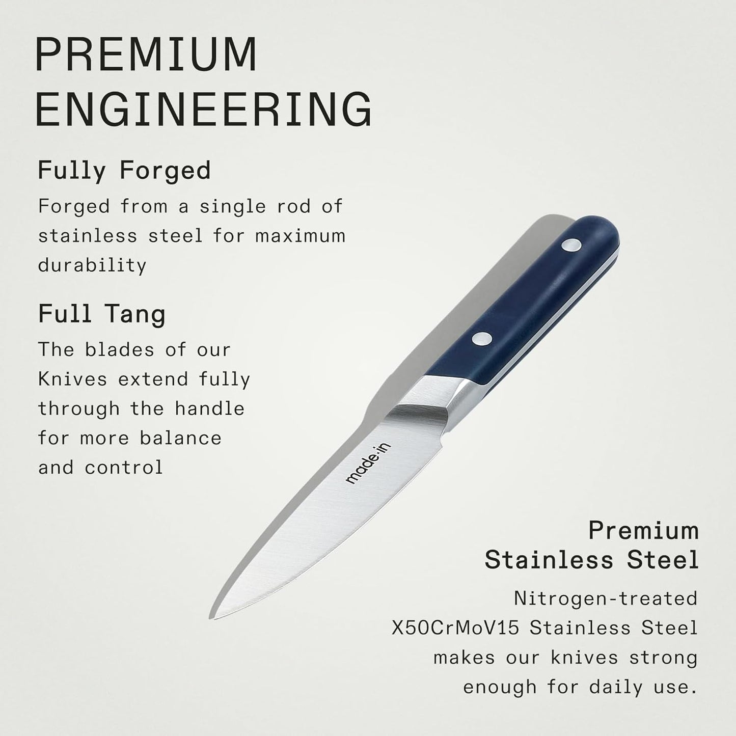 Made In Cookware - 4" Paring Knife France - Full Tang With Harbour Blue Handle