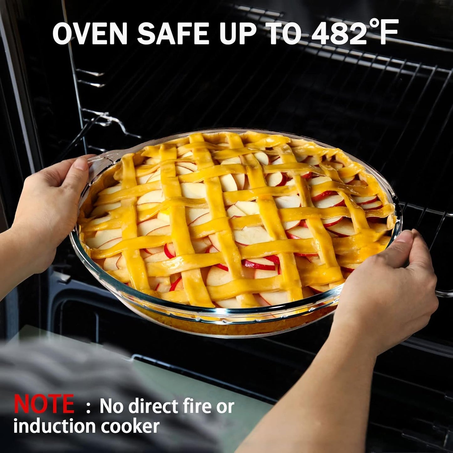 ZYER Glass Pie Plate Round Glass Pie Pan for Baking Pie Baking Pan 47oz Pie Dish, 9.5 Inch