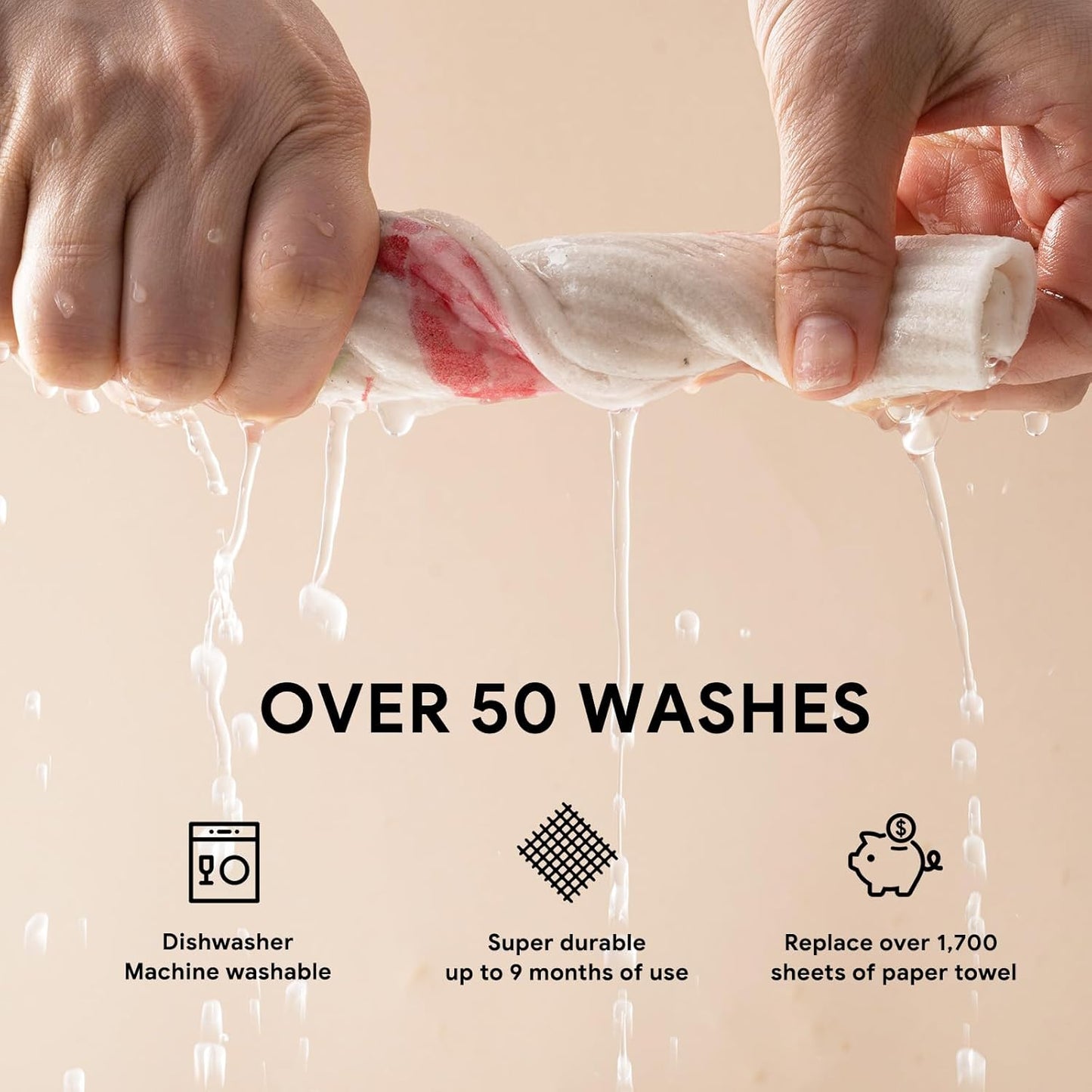 RECYCO Swedish Dishcloths for Kitchen | 6 Pack Cocktails Washable Dish Rags | Cellulose Reusable Cleaning Paper Towels | Absorbent Counter Dish Cloth Sponge Kitchen Wipes, 8" L x 7" W