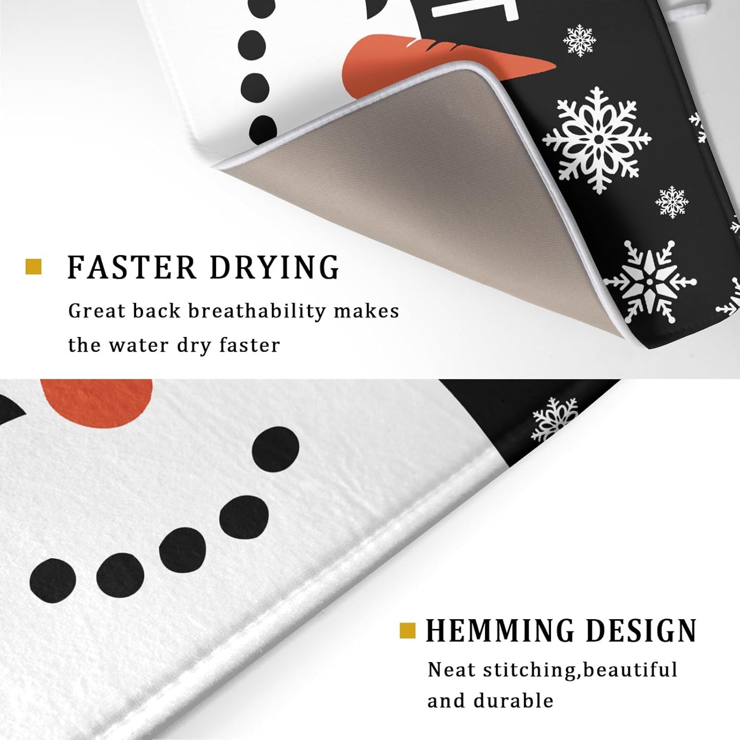 Winter Snowman Dish Drying Mats for Kitchen Counter 18×24 Inch Christmas Snowflake Let It Snow Large Microfiber Drying Mat Kitchen Accessories Dish Rack Mat Drainer Pad Washable Absorbent