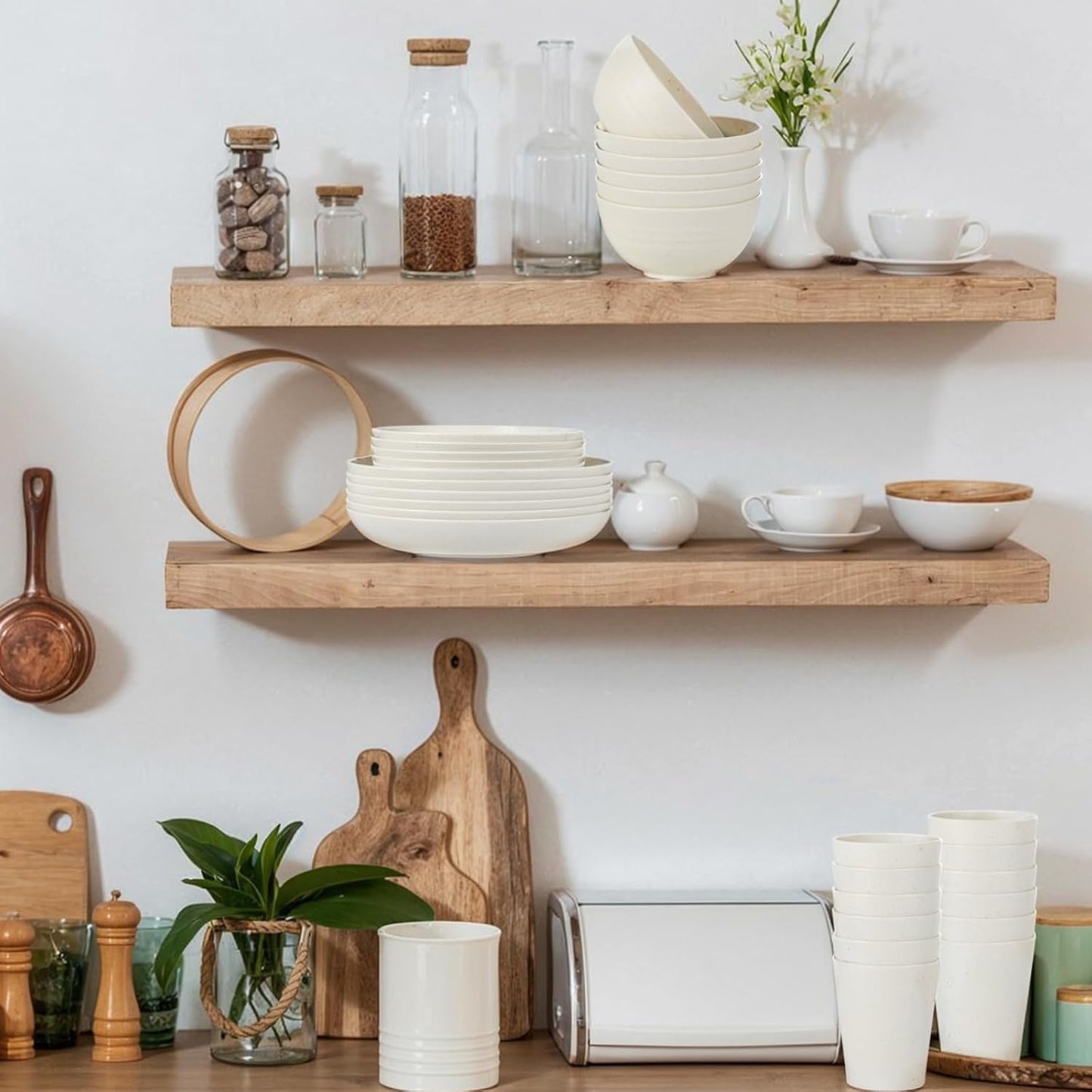 supernal 24pcs Wheat Straw Dinnerware,Unbreakable Dinner Plates Set,Microwave Dishwasher Safe,Beige Reusable Plates for Picnic,Birthday,Camping