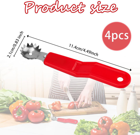 4pcs Tomato Strawberry Corer Tool, Strawberry Huller Stem Remover Fruit Vegetable Skin Peeler Seeder Core Removing Tools with Ergonomic Handles Kitchen Gadget for Canning Strawberries Tomatoes