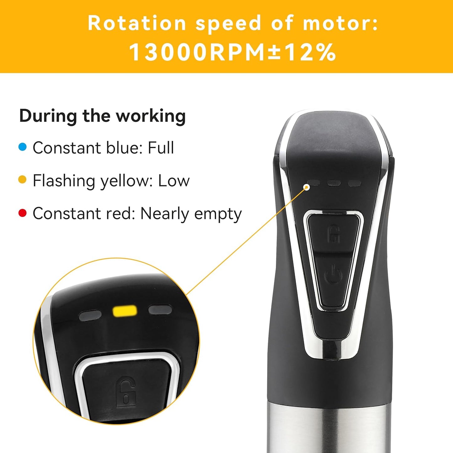 Cordless Portable Immersion Blender 5-in-1 Blender Set, Ice Crushing Power with One-Touch Speed Control, Comes with Potato Masher, Whisk, Chopper, Beaker, and Storage Case, Stainless Steel