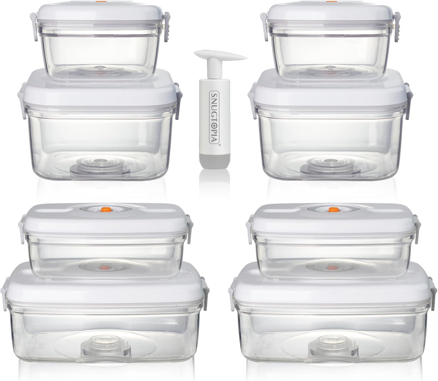 Vacuum Seal Food Storage Containers, Leakproof, Freshness, BPA-Free Kitchen Organizers, Ideal for Fruits, Veggies, Meats, Leftovers, Dishwasher Safe (0.6Lx2+1.5Lx2+1Lx2+2Lx2)
