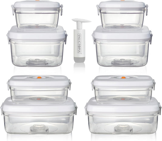 Vacuum Seal Food Storage Containers, Leakproof, Freshness, BPA-Free Kitchen Organizers, Ideal for Fruits, Veggies, Meats, Leftovers, Dishwasher Safe (0.6Lx2+1.5Lx2+1Lx2+2Lx2)