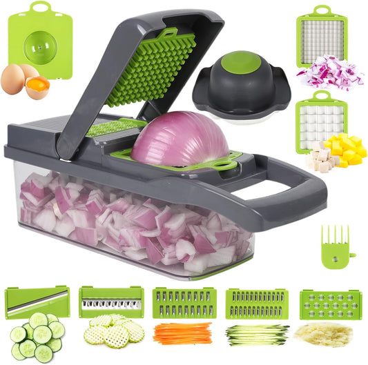 15 in 1 Professional Vegetable Multi-Functional Food Cutting Machine - Salad, Cheese Grater, Mandolin Slicer and Container