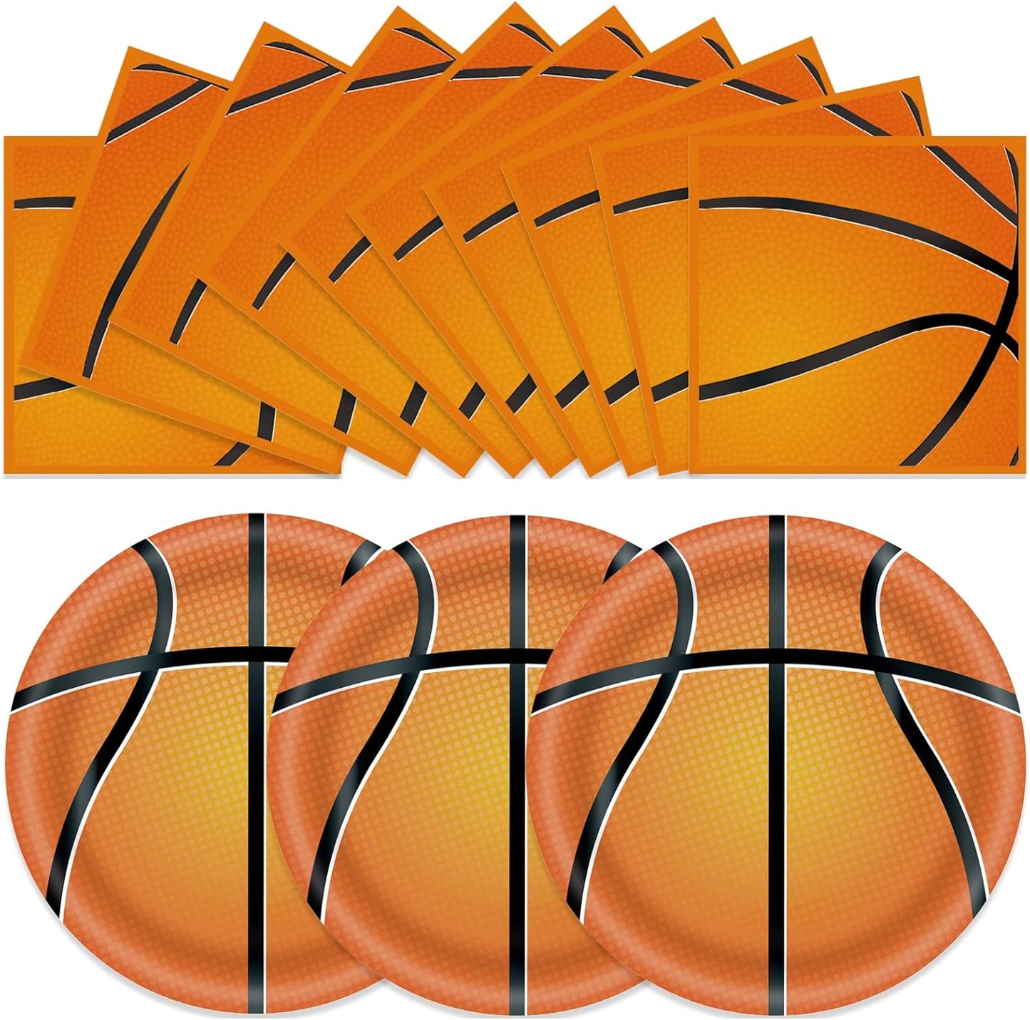 50pcs Basketball Plates and Napkins Party Decorations, 7inch Basketball Themed Birthday Paper Dessert Plates and Napkins Disposable Sports Tableware Sets Party Supplies for Birthday Baby Shower