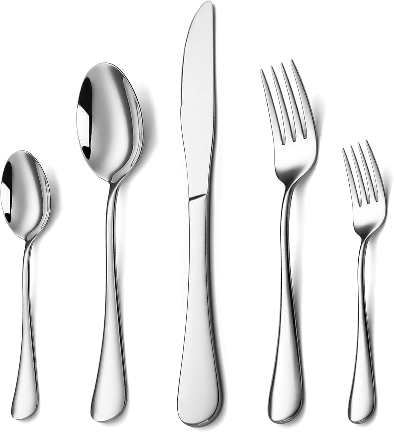 Stainless Steel Silverware Set for 4, 20-Piece Flatware Set with Forks Spoons Knives, Mirror Polished, Dishwasher Safe