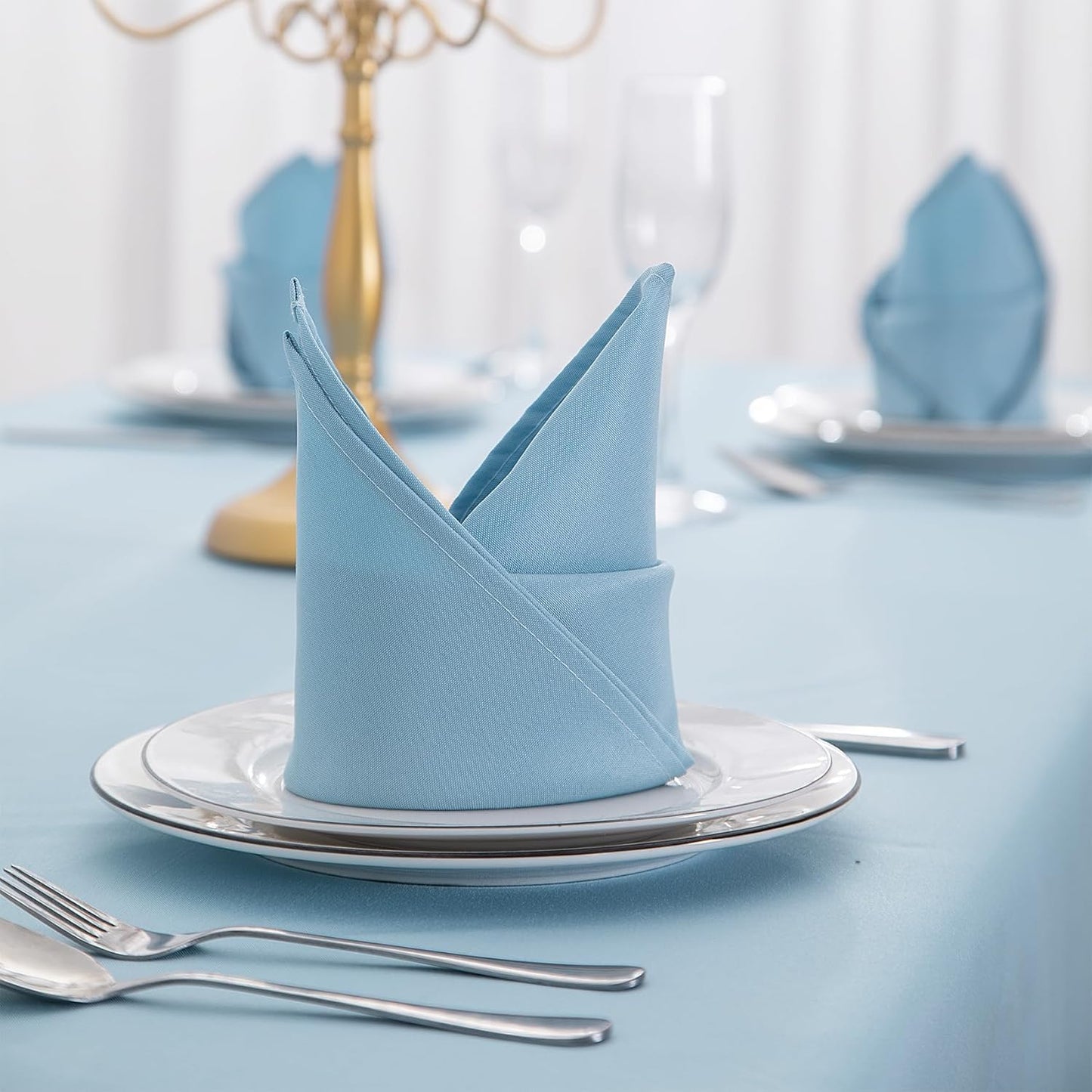 Bailarina Cloth Napkins Set of 120,17x17 inches Dinner Napkins Cloth Washable,Polyester Square Table Cloth Napkin Bulk with Hemmed Edges Ideal for Banquets, Parties and Weddings-Blue Mist