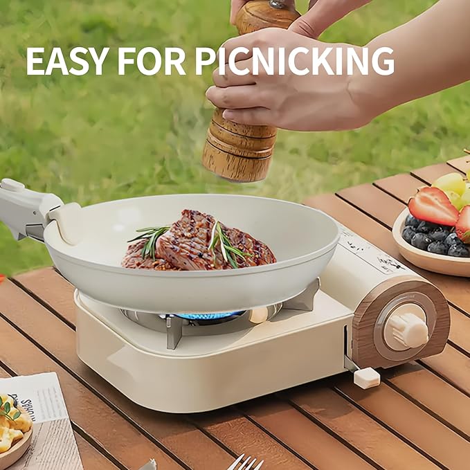 Nonstick Ceramic Cookware Set 21PCS with Detachable Handle, Pans and Pots Set, RV Kitchen Set Cookware Set, with Removable Handles, Oven Safe, Induction Ready, Stackable Non-stick Set