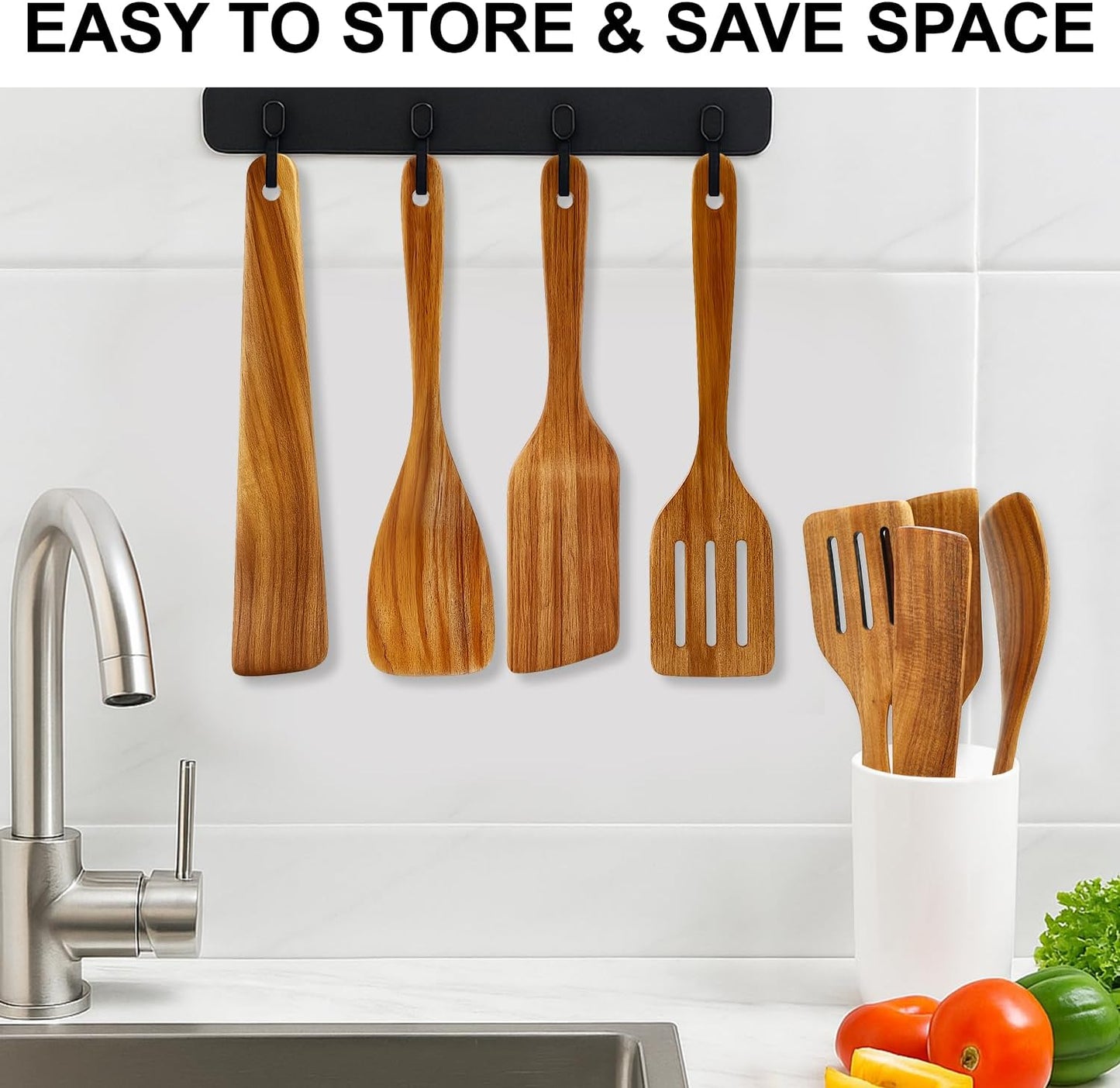 Best Acacia Wood Spatula for Cooking Non Toxic Wooden Kitchen Utensil Set Flat Slotted Turner Spatulas Spoon Scraper Spurtles Kitchen Tools Nonstick Bamboo Cooking Utensils Thin Egg Flipper Spatula