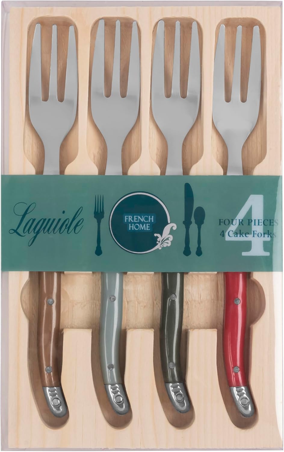 French Home Set of 4 Cake Forks - Holly Berry