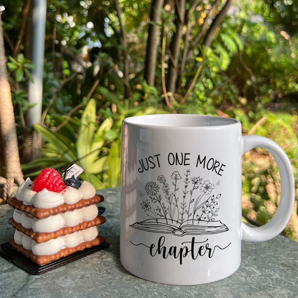 Book Lover Mug Gifts for Women - Just One More Chapter Coffee Mug 11Oz - Novelty Mug Gifts for Writer - Mothers Day Gift - Reading Mug Gifts for Book Lovers - Bookish Mug Gifts for Readers, Librarians